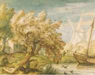 Everdingen Allart van Landscape with a Boat  - Hermitage